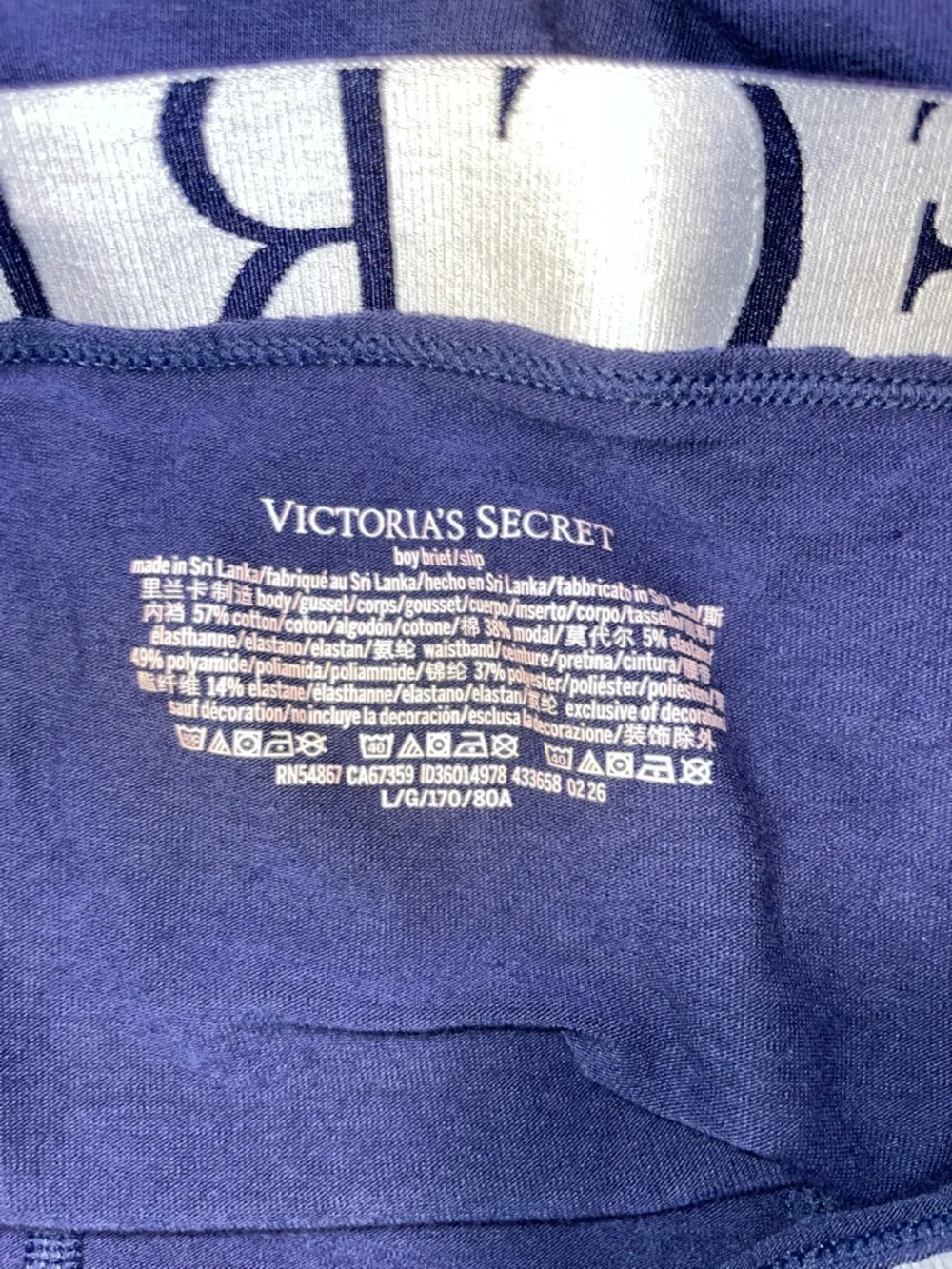 Victoria's Secret Women's Boxer Briefs - Navy Blue with Branded Waistband - Picture 2 of 4